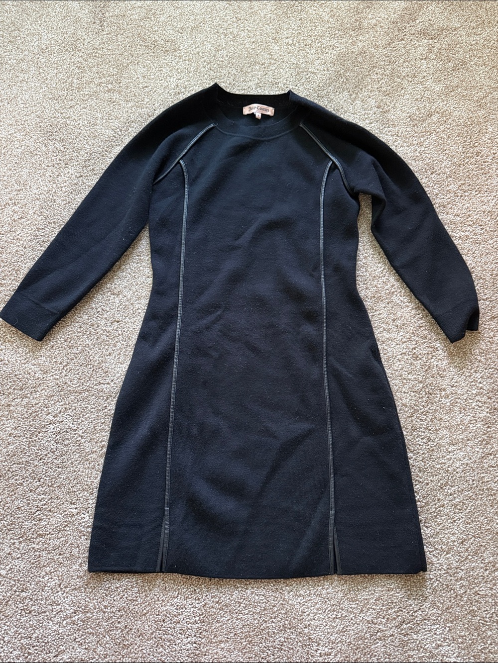 Juicy Couture Black Long Sleeve Panel Knit Dress